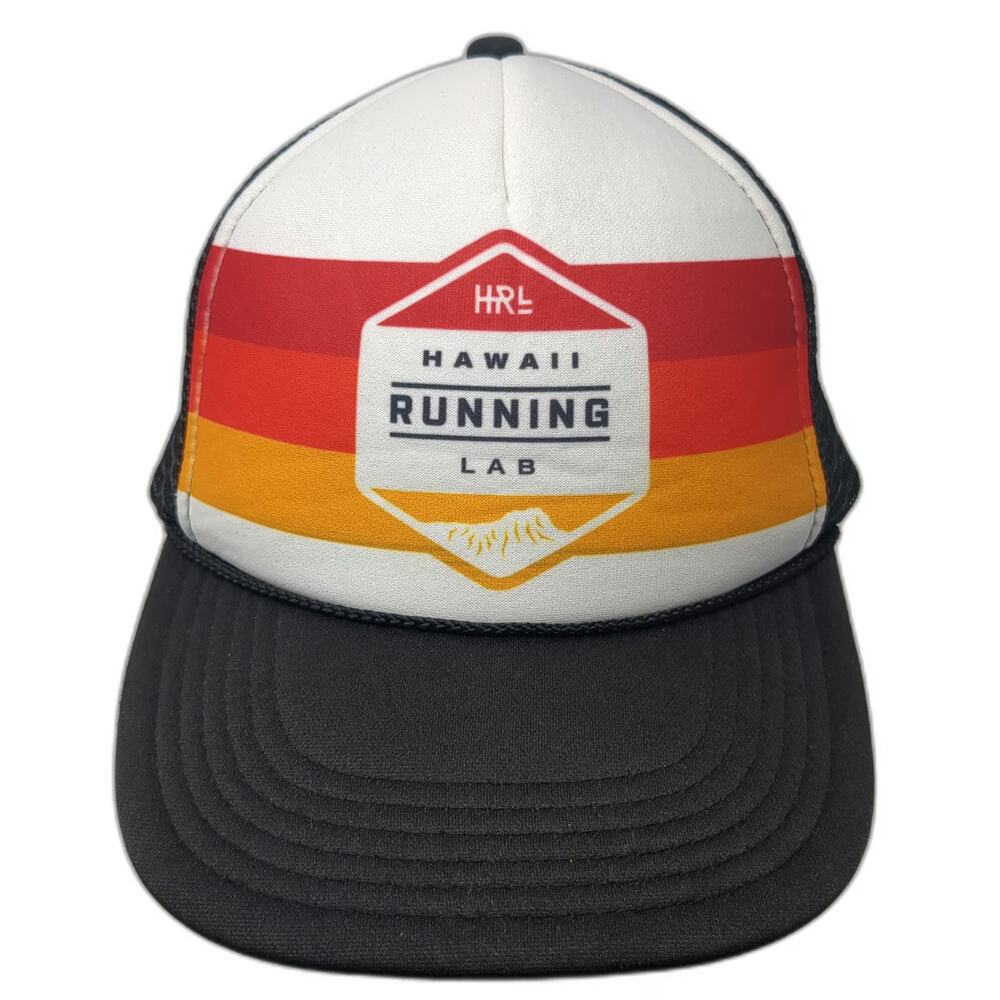 Otto Trucker Hat White Black One Size Hawaii Running Lab Retro Stripes Mesh Back